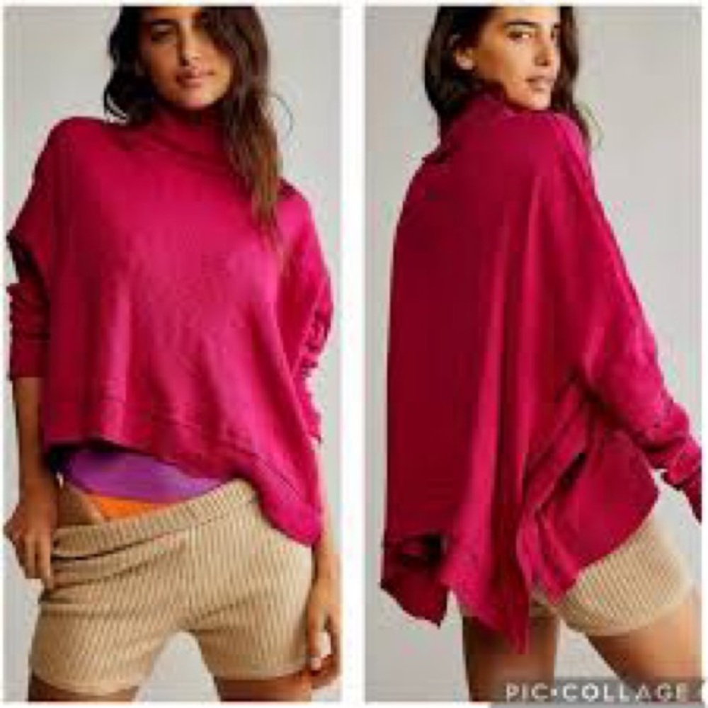 We The Free Fuchsia Turtleneck Sweater